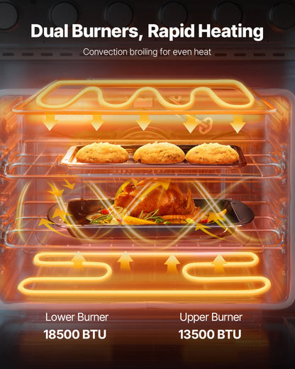 Gas Range Oven, 29.9 Inches Width, Freestanding Stainless Steel Stove and Oven with 4 Sealed Cooktop Burners, Easy Reach Racks, Halogen Light, 4.8 Cu. Ft. Capacity, for Apartment, Home, Kitchen