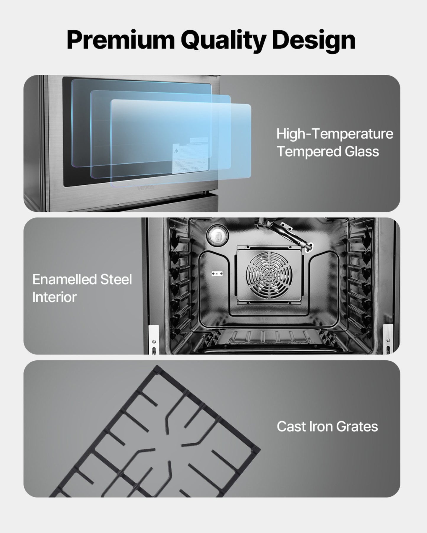 Gas Range Oven, 29.9 Inches Width, Freestanding Stainless Steel Stove and Oven with 4 Sealed Cooktop Burners, Easy Reach Racks, Halogen Light, 4.8 Cu. Ft. Capacity, for Apartment, Home, Kitchen