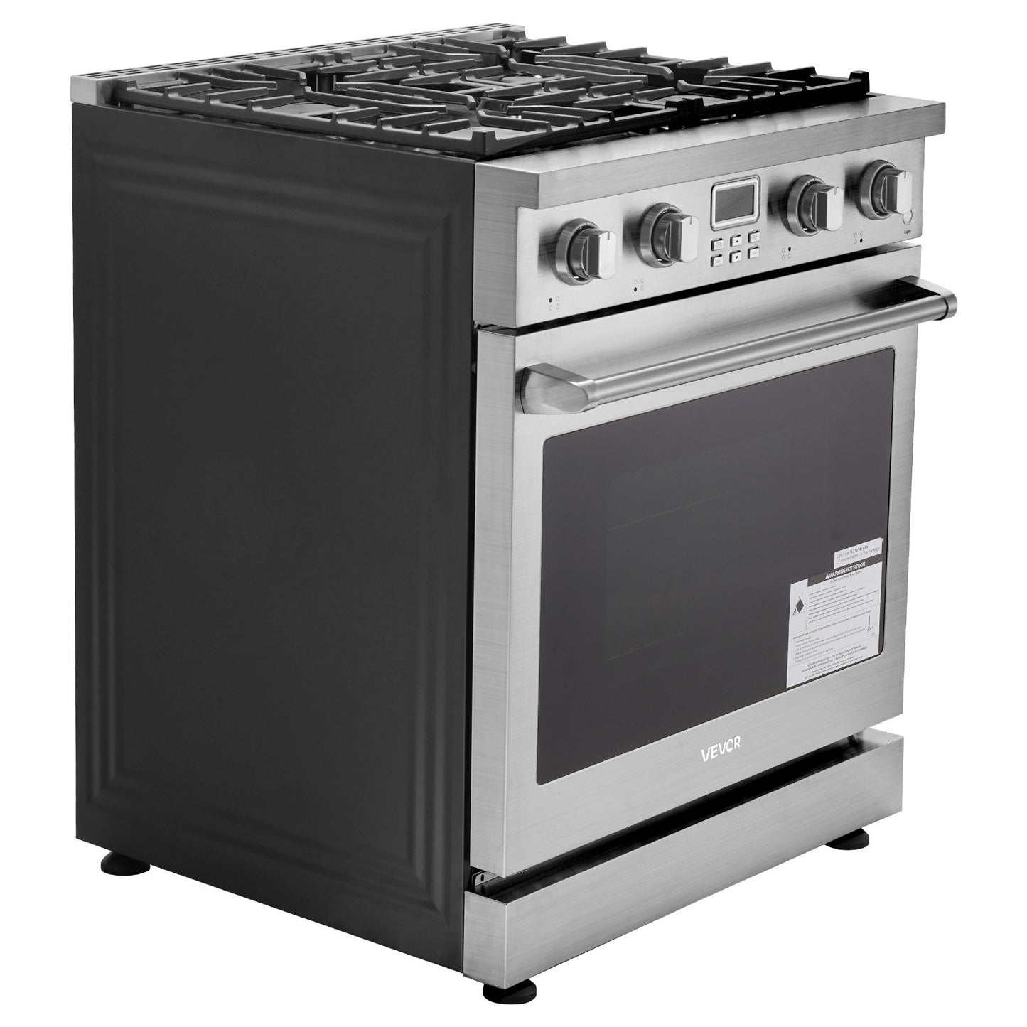 Gas Range Oven, 29.9 Inches Width, Freestanding Stainless Steel Stove and Oven with 4 Sealed Cooktop Burners, Easy Reach Racks, Halogen Light, 4.8 Cu. Ft. Capacity, for Apartment, Home, Kitchen