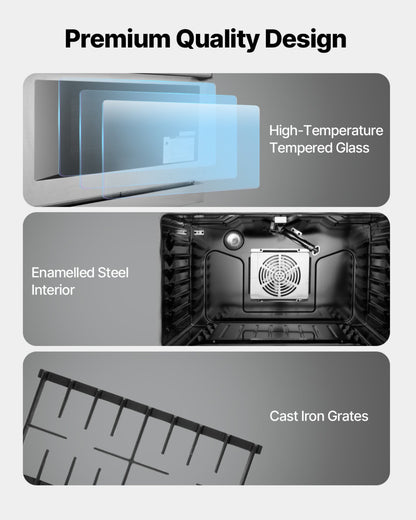 Gas Range Oven, 35.9 Inches Width, Freestanding Stainless Steel Stove and Oven with 6 Sealed Cooktop Burners, Easy Reach Racks, Halogen Light, 6.0 Cu. Ft. Capacity, for Apartment, Home, Kitchen