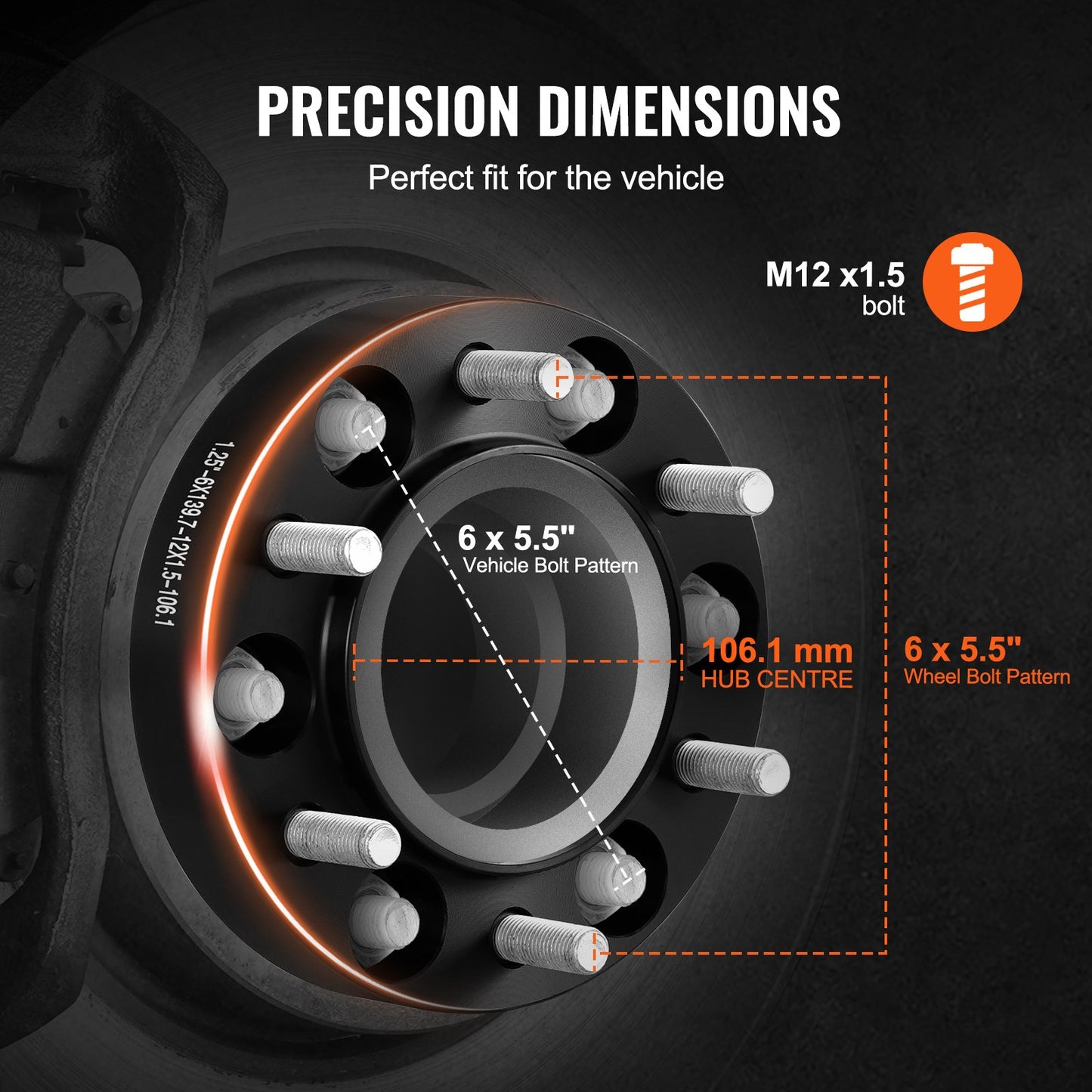 1.25" 6"x5.5" Wheel Spacers Wheel Adapters 6 Teeth Forged Spacers 4 PCS Black