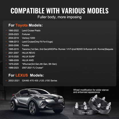 1.25" 6"x5.5" Wheel Spacers Wheel Adapters 6 Teeth Forged Spacers 4 PCS Black