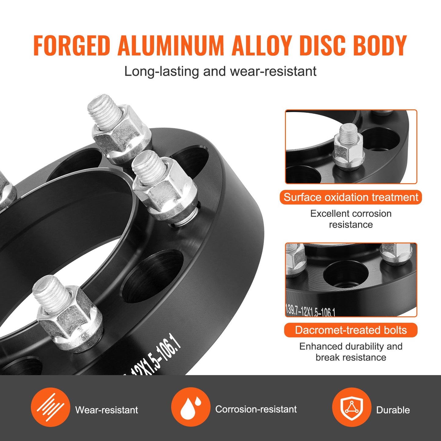 1.25" 6"x5.5" Wheel Spacers Wheel Adapters 6 Teeth Forged Spacers 4 PCS Black