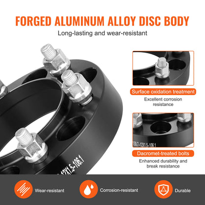 1.25" 6"x5.5" Wheel Spacers Wheel Adapters 6 Teeth Forged Spacers 4 PCS Black