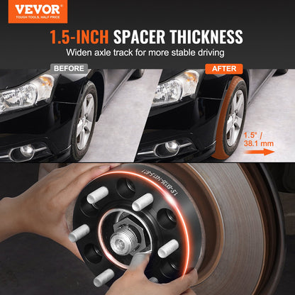 1.5" 6"x5.3" Wheel Spacers Wheel Adapters 6 Teeth Forged Spacers 4 PCS Black