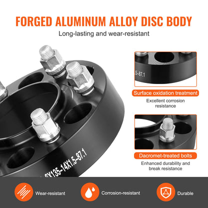 1.5" 6"x5.3" Wheel Spacers Wheel Adapters 6 Teeth Forged Spacers 4 PCS Black