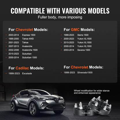 1.5" 6"x5.5" Wheel Spacers Wheel Adapters 6 Teeth Forged Spacers 4 PCS Black