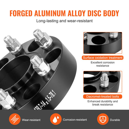 1.5" 6"x5.5" Wheel Spacers Wheel Adapters 6 Teeth Forged Spacers 4 PCS Black