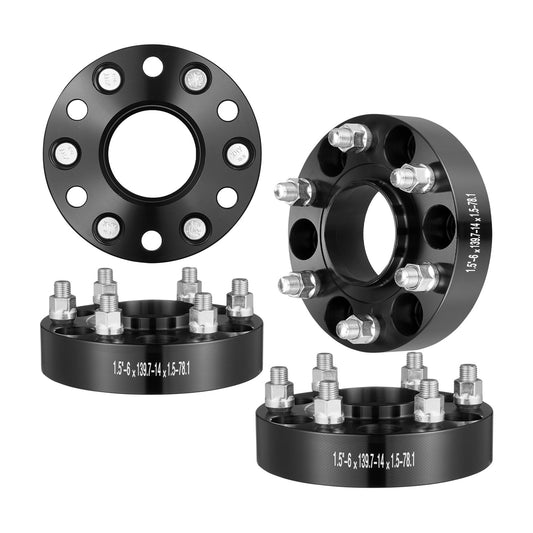 1.5" 6"x5.5" Wheel Spacers Wheel Adapters 6 Teeth Forged Spacers 4 PCS Black