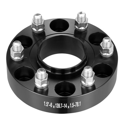 1.5" 6"x5.5" Wheel Spacers Wheel Adapters 6 Teeth Forged Spacers 4 PCS Black
