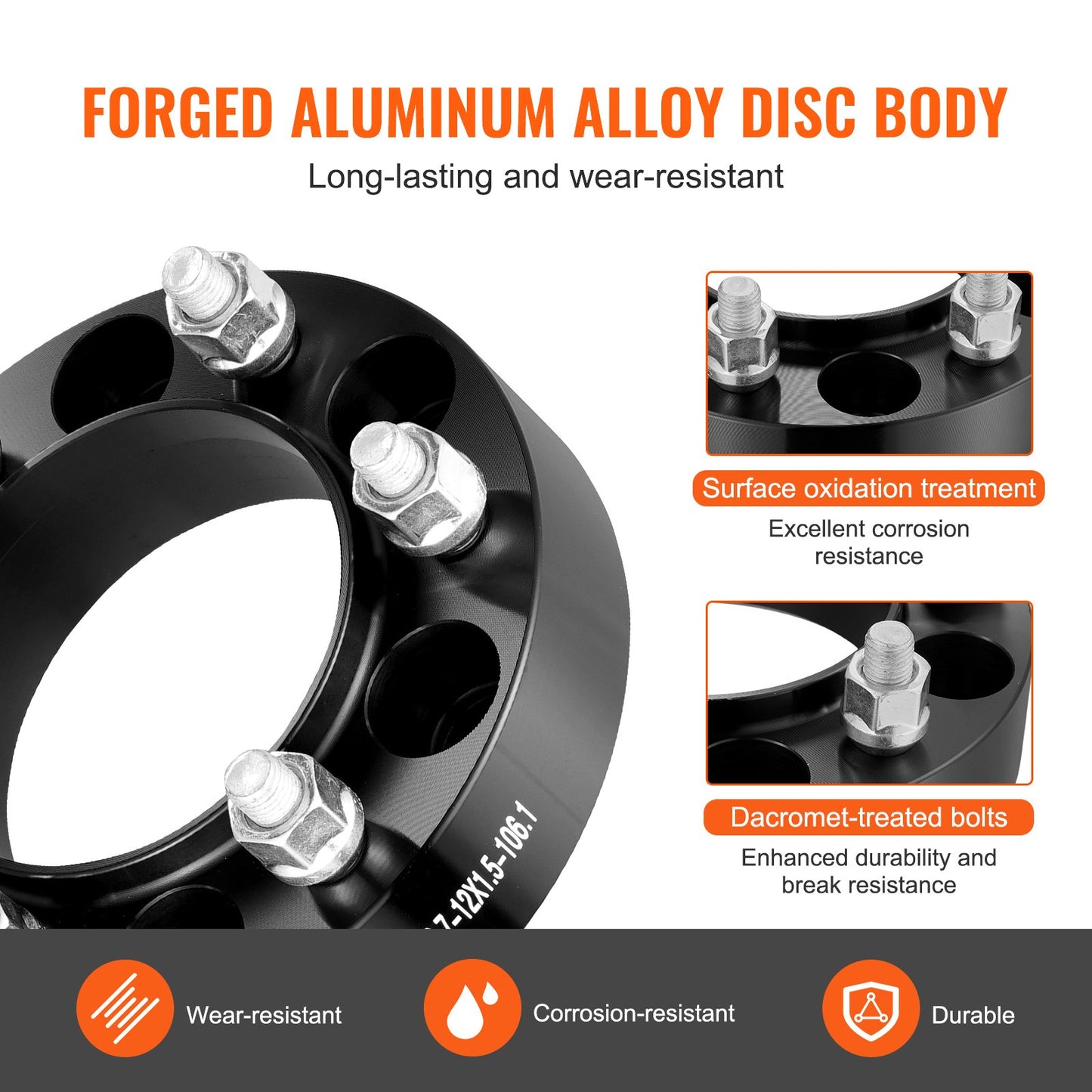Wheel Spacers, 1.5" 6"x5.5" Wheel Adapters, 6 Lug Forged Spacer, 106.1 mm Bore Hubcentric M12 x1.5 Studs Spacers, Fit for 1996-2022 Toyota and Lexus, 4 PCS Black