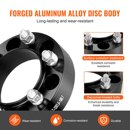 Wheel Spacers, 1.5" 6"x5.5" Wheel Adapters, 6 Lug Forged Spacer, 106.1 mm Bore Hubcentric M12 x1.5 Studs Spacers, Fit for 1996-2022 Toyota and Lexus, 4 PCS Black