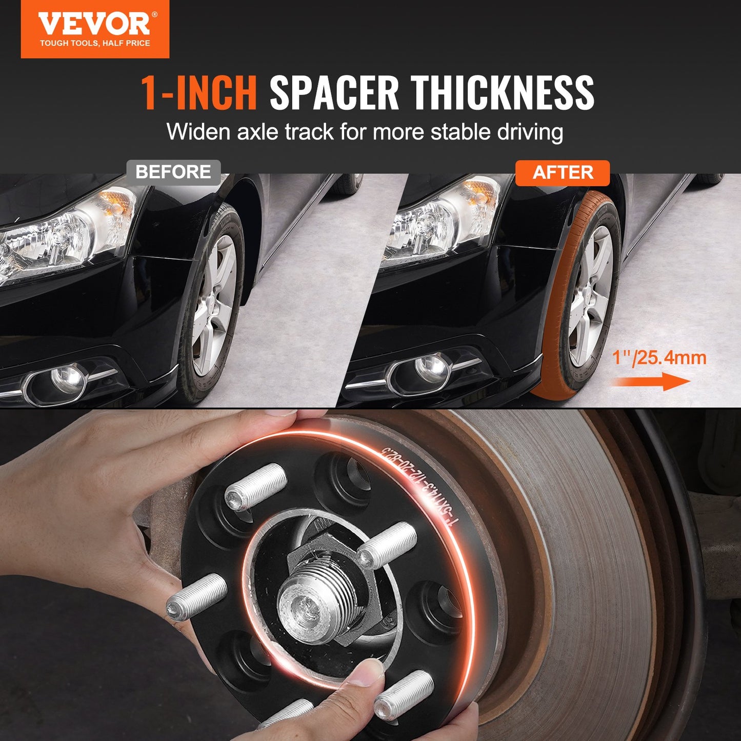 1" 5"x4.5" Wheel Spacers Wheel Adapters 5 Prong Forged Spacers 4 PCS Black