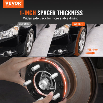 1" 5"x4.5" Wheel Spacers Wheel Adapters 5 Prong Forged Spacers 4 PCS Black