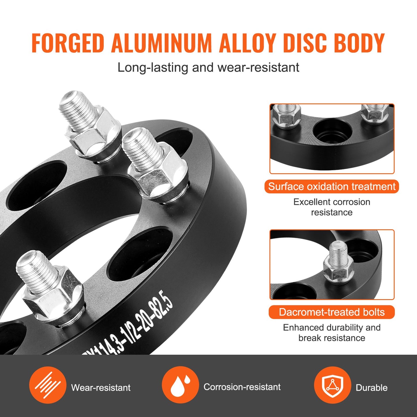 1" 5"x4.5" Wheel Spacers Wheel Adapters 5 Prong Forged Spacers 4 PCS Black