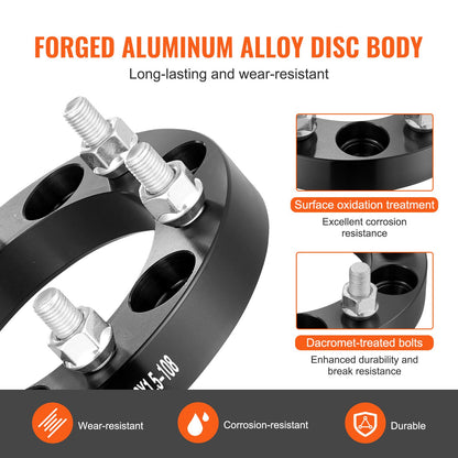 1" 6"x5.5" Wheel Spacers Wheel Adapters 6 Teeth Forged Spacers 4 PCS Black