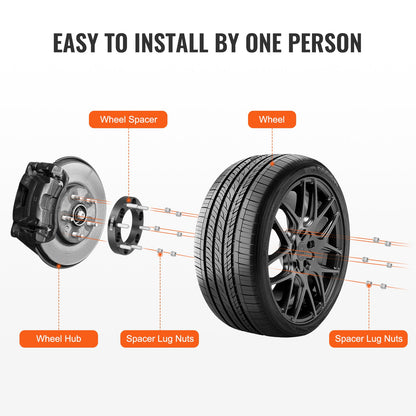 1" 6"x5.5" Wheel Spacers Wheel Adapters 6 Teeth Forged Spacers 4 PCS Black