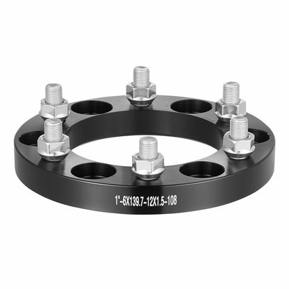 1" 6"x5.5" Wheel Spacers Wheel Adapters 6 Teeth Forged Spacers 4 PCS Black