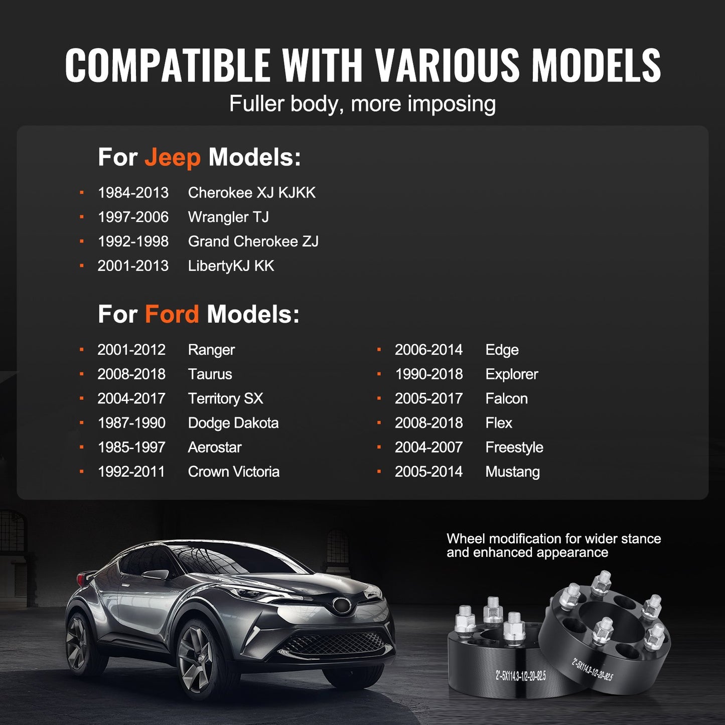 2" 5"x4.5" Hjulavståndshållare Hjuladaptrar 5 kuggar smidda mellanlägg 4 ST Svart