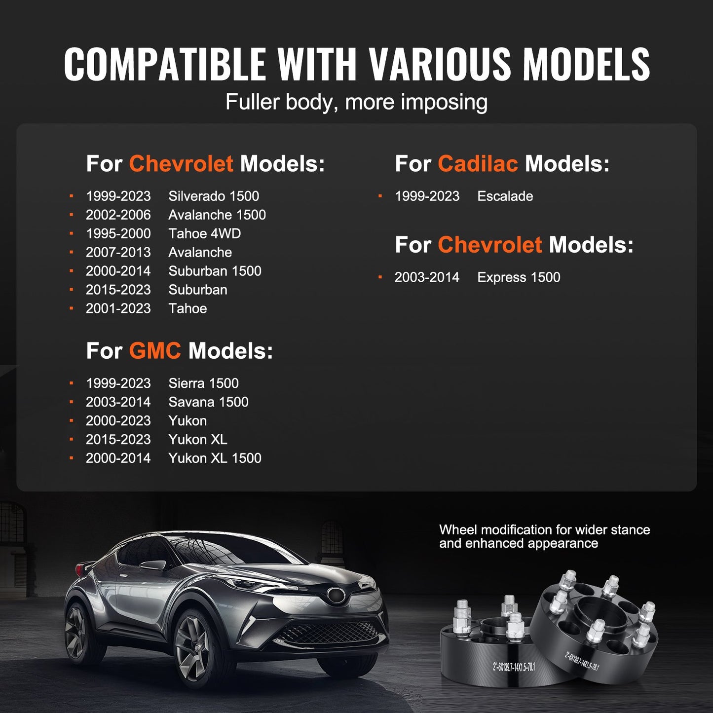 2" 6" x 5,5" Spurverbreiterungen Radadapter 6 Zähne Geschmiedete Distanzscheiben 4 PCS Schwarz