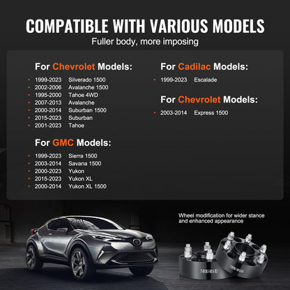 2" 6" x 5,5" Spurverbreiterungen Radadapter 6 Zähne Geschmiedete Distanzscheiben 4 PCS Schwarz