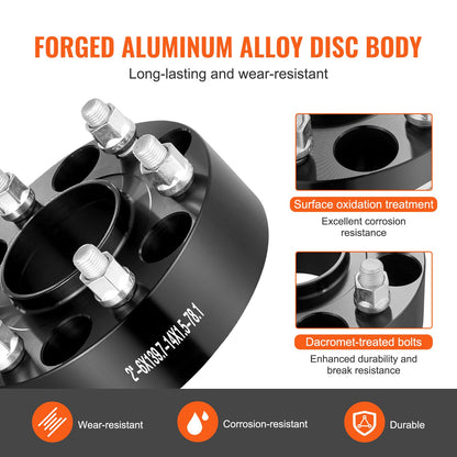 2" 6" x 5,5" Spurverbreiterungen Radadapter 6 Zähne Geschmiedete Distanzscheiben 4 PCS Schwarz