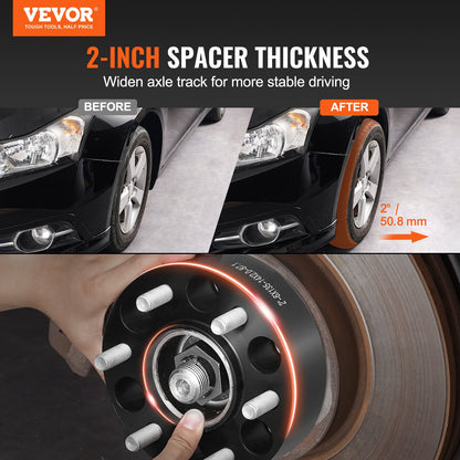 2" 6"x5.3" Hjulavståndsbrickor Hjuladaptrar 6 kuggar smidda distanser 4 ST Svart