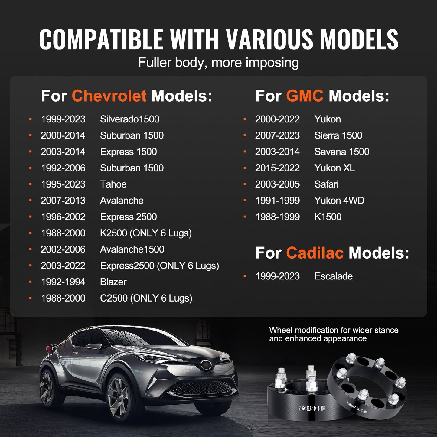 2" 6" x 5,5" Spurverbreiterungen Radadapter 6 Zähne Geschmiedete Distanzscheiben 4 PCS Schwarz