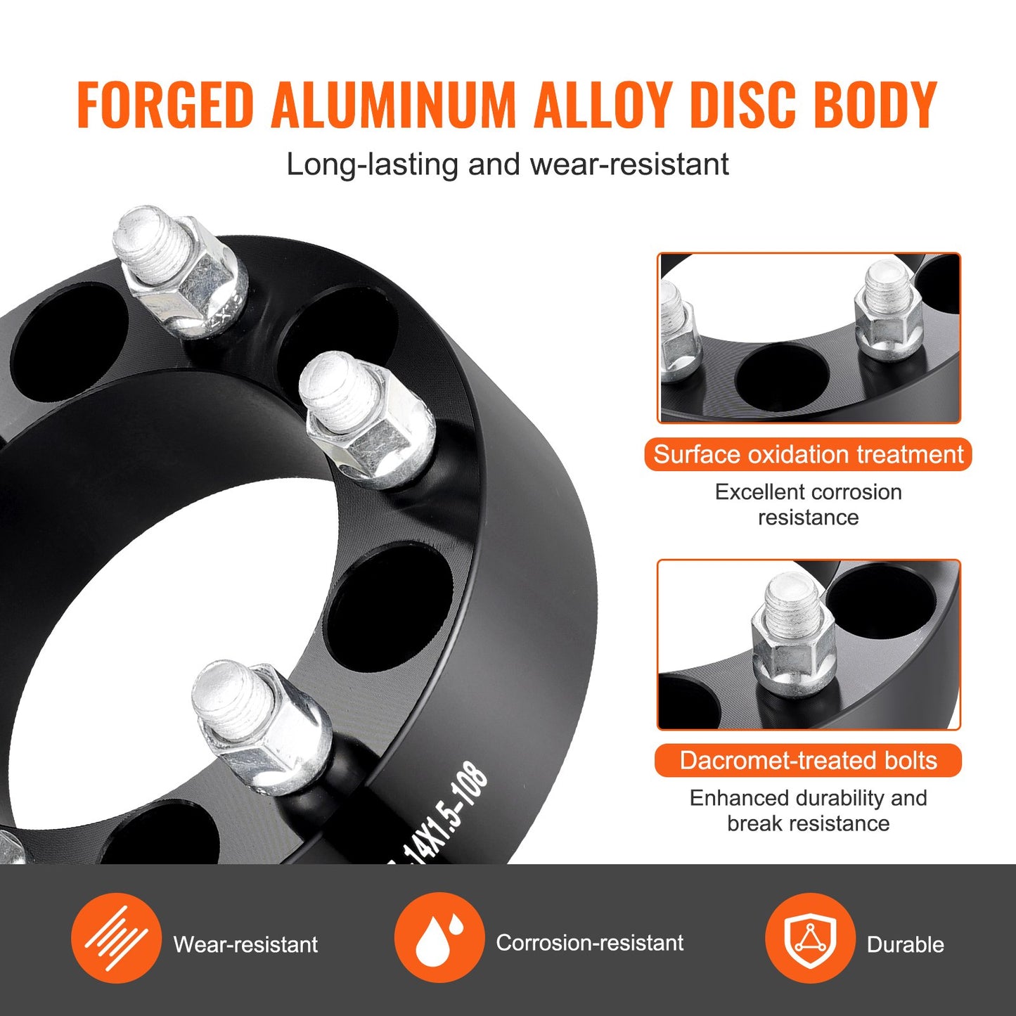 2" 6" x 5,5" Spurverbreiterungen Radadapter 6 Zähne Geschmiedete Distanzscheiben 4 PCS Schwarz