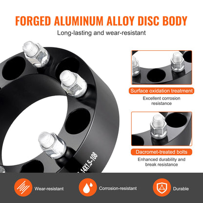 2" 6" x 5,5" Spurverbreiterungen Radadapter 6 Zähne Geschmiedete Distanzscheiben 4 PCS Schwarz