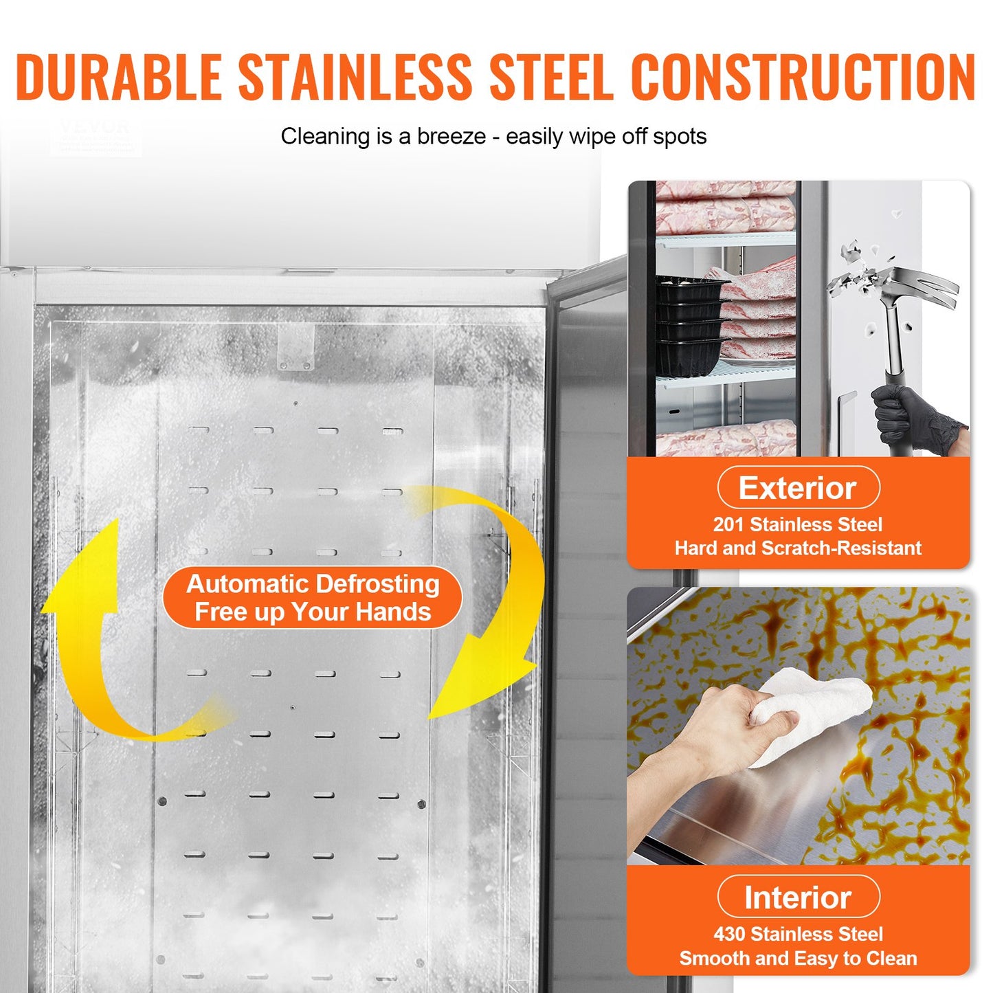Commercial Freezer 19.32 Cu.ft, Reach In 27" W Upright Freezer Single Door, Auto-Defrost Stainless Steel Reach-in Freezer with 4 Adjustable Shelves, -13 to 5℉ Temp Control, LED Light, 4 Wheels