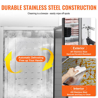 Commercial Freezer 19.32 Cu.ft, Reach In 27" W Upright Freezer Single Door, Auto-Defrost Stainless Steel Reach-in Freezer with 4 Adjustable Shelves, -13 to 5℉ Temp Control, LED Light, 4 Wheels