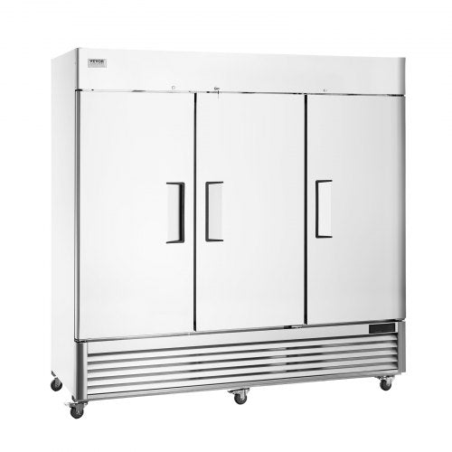 Commercial Freezer 60.42 Cu.ft, Reach In 82.5" W Upright Freezer 3 Doors, Auto-Defrost Stainless Steel Reach-in Freezer with 12 Adjustable Shelves, -13 to 5℉ Temp Control, LED Lighting, 4 Wheels