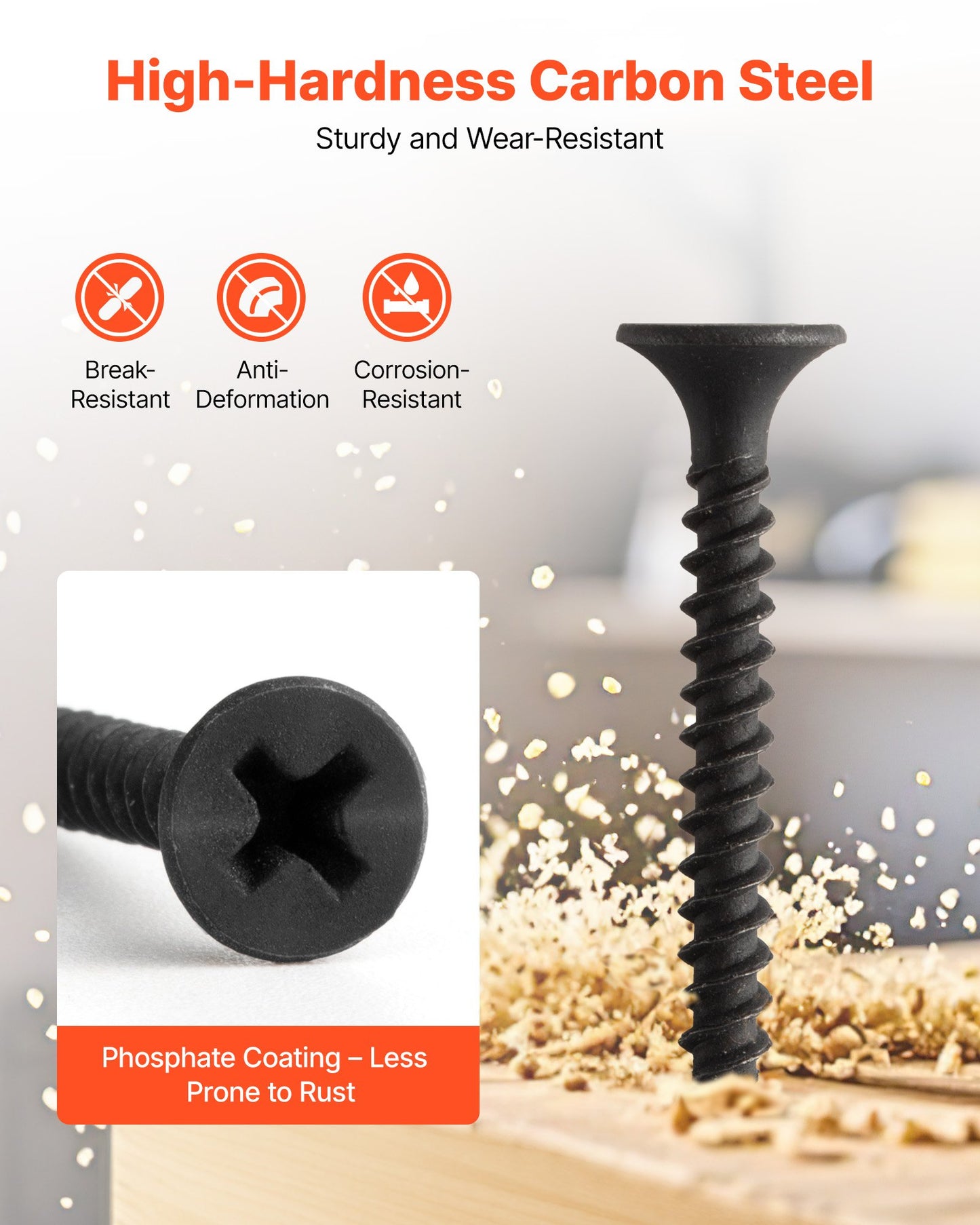 Screws, #6 x 1-1/4 inch Length Drywall to Wood Collated Screw, All Purpose High-Hardness Alloy Steel Self Drilling Drywall Screws, for Home DIY, Space Renovation(1000 per Box)