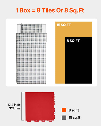 Turnhallen-Bodenbelag-Set, 8-teilig, ineinandergreifende PP-Puzzle-Gummifliesen, Rot