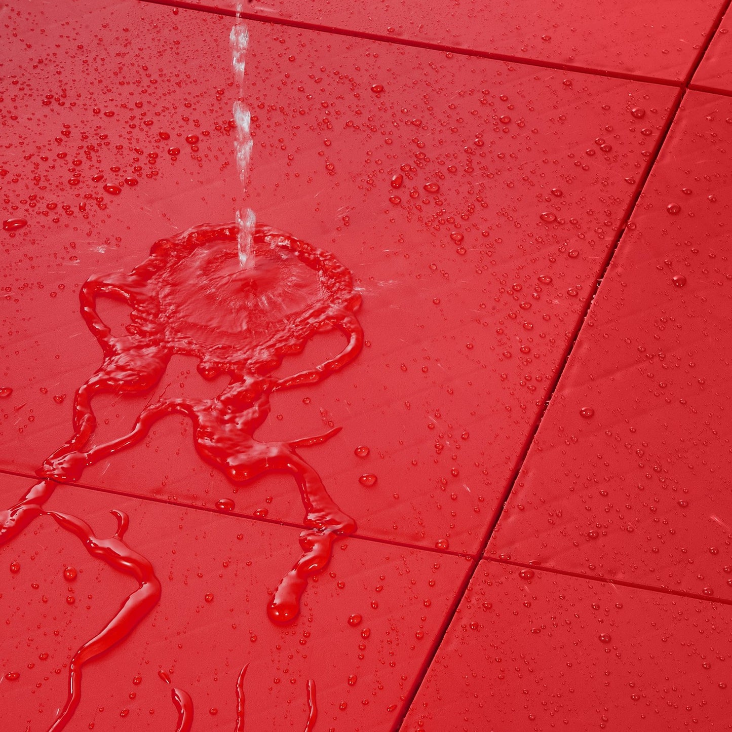 Turnhallen-Bodenbelag-Set, 8-teilig, ineinandergreifende PP-Puzzle-Gummifliesen, Rot