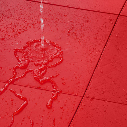 Turnhallen-Bodenbelag-Set, 8-teilig, ineinandergreifende PP-Puzzle-Gummifliesen, Rot