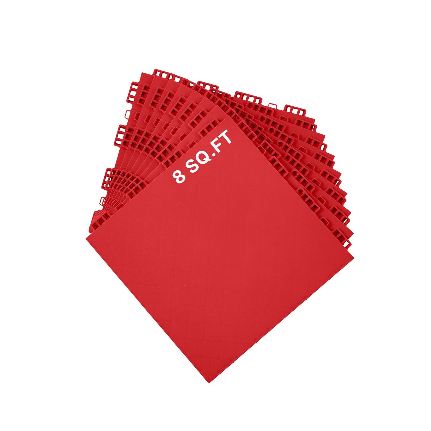 Turnhallen-Bodenbelag-Set, 8-teilig, ineinandergreifende PP-Puzzle-Gummifliesen, Rot