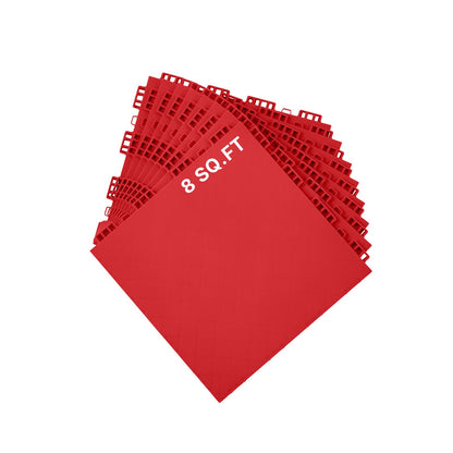 Turnhallen-Bodenbelag-Set, 8-teilig, ineinandergreifende PP-Puzzle-Gummifliesen, Rot