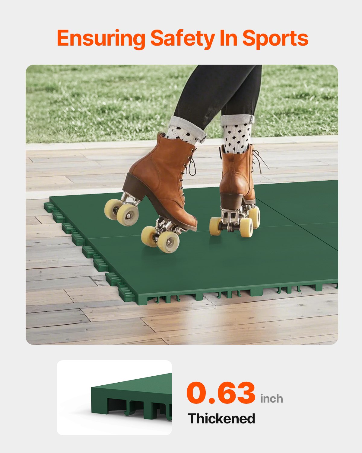 Gym Flooring Set 8 PCS Interlocking PP Puzzle Rubber Tiles Green