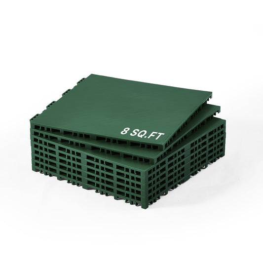 Gym Flooring Set 8 ST Interlocking PP Pussel Gummiplattor Grön