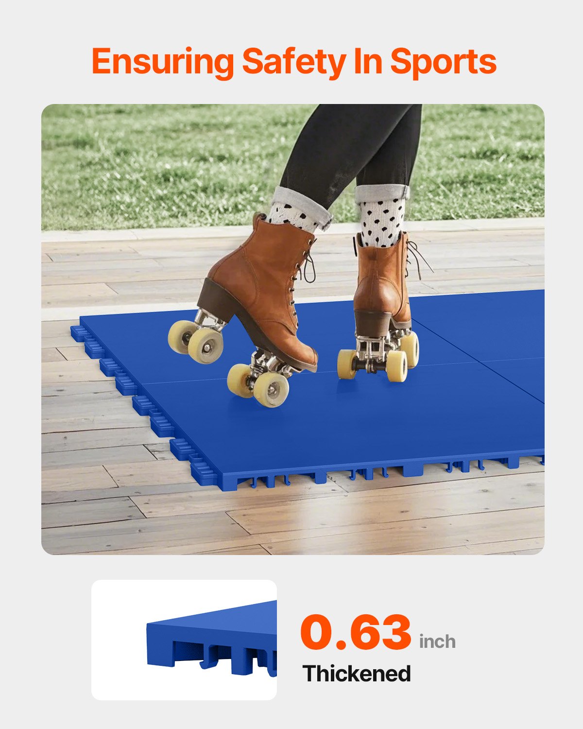 Gym Flooring Set 8 PCS Interlocking PP Puzzle Rubber Tiles Blue