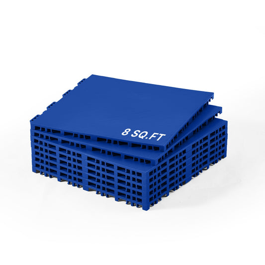 Gym Flooring Set 8 ST Interlocking PP Pussel gummiplattor Blå