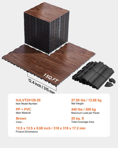 Gym Flooring Set 25 ST Interlocking PP+PVC Pusselgummiplattor