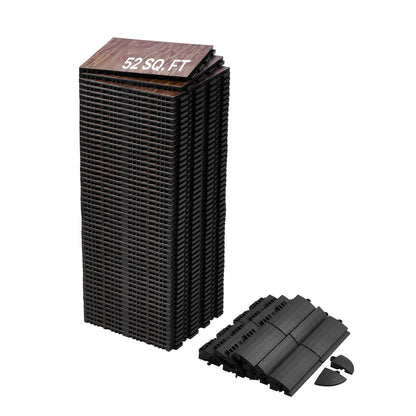 Turnhallenboden-Set, 52-teilig, ineinandergreifende PP+PVC-Puzzle-Gummifliesen