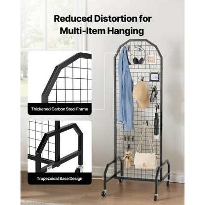 2er-Pack Wandpaneel mit Gitter 600 x 1640 mm Drahtgestell mit Rädern und Haken | EU