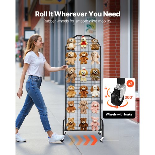 2er-Pack Wandpaneel mit Gitter 600 x 1640 mm Drahtgestell mit Rädern und Haken | EU