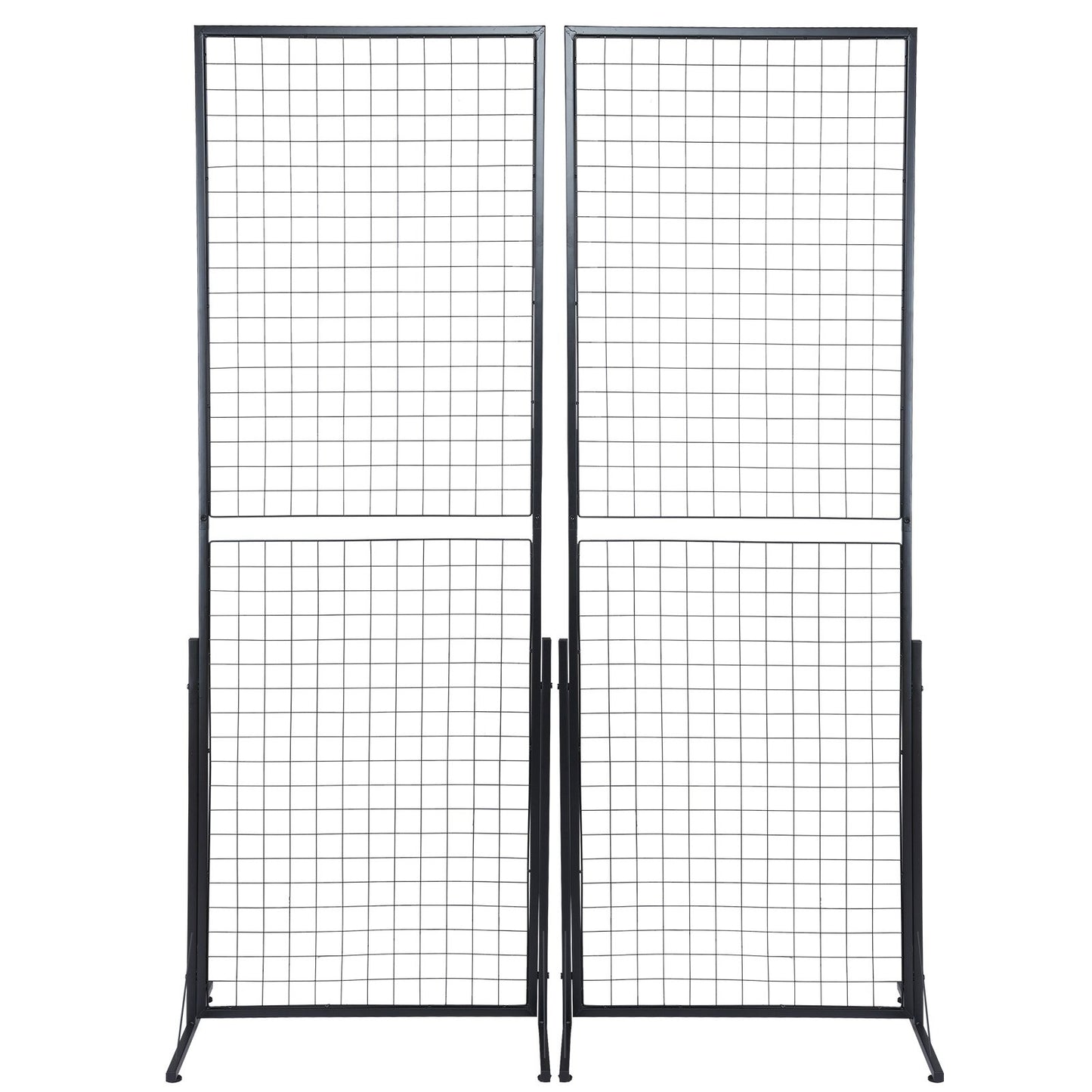 2' x 5.6' Grid Wall Panels Tower, 2 Packs Wire Gridwall Display Racks with T-Base Floorstanding, Double Side Gridwall Panels for Art Craft Shows, Retail Display with Extra Clips and Hooks