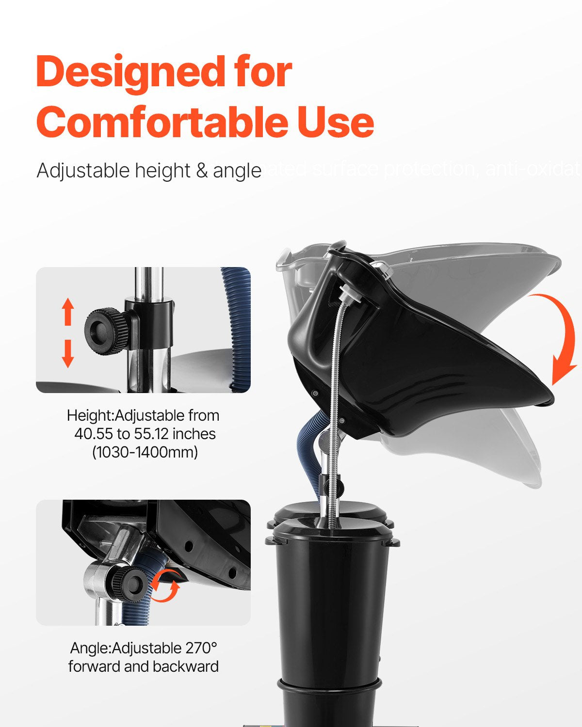 Portable Shampoo Bowl, Shampoo Sink for Washing Hair with Electric Pump, Includes 2 Buckets 2 Showerheads, Drain Hose, Height and Angle Adjustable Portable Wash Bowl for Home Salon Use, Black