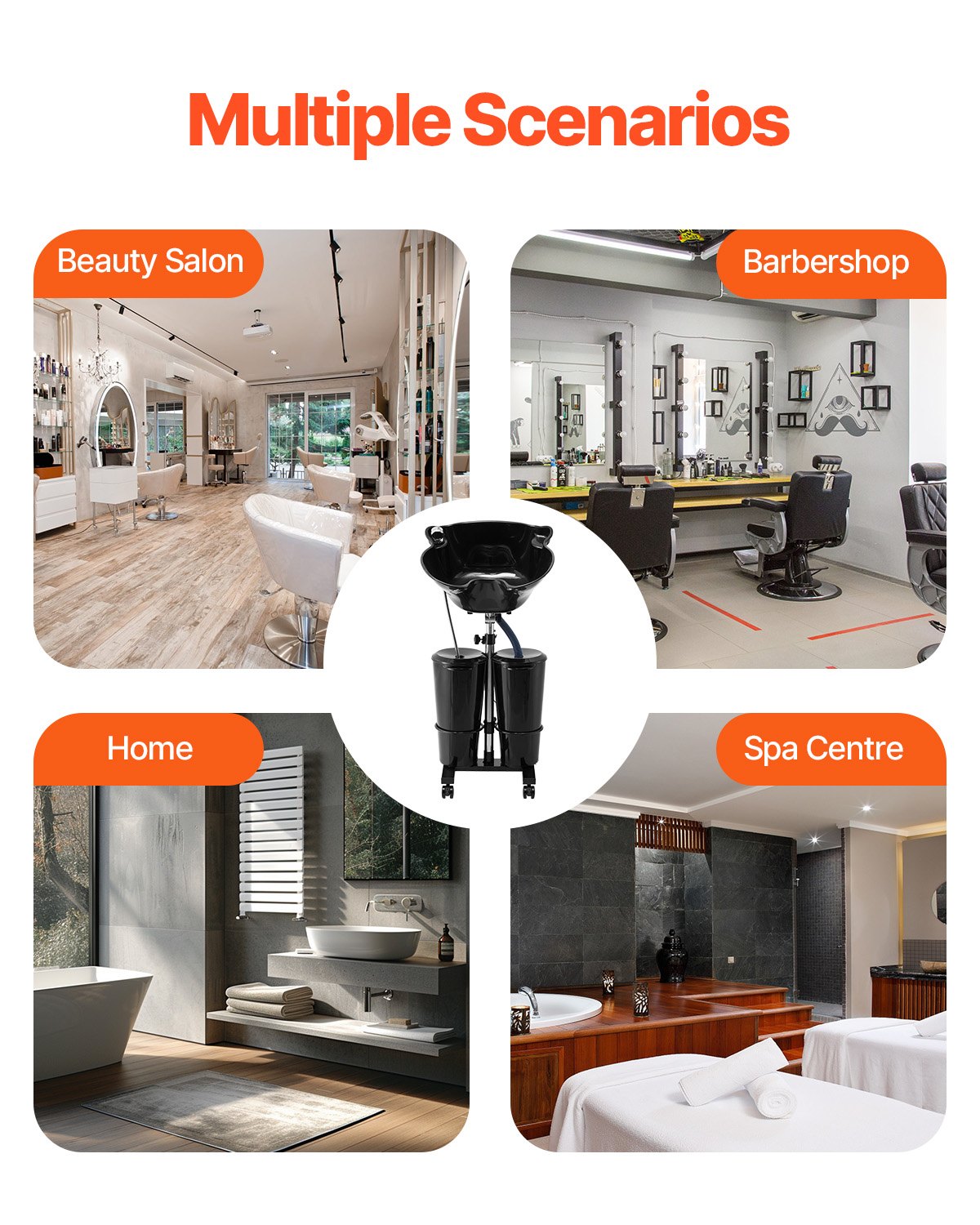 Portabel schamposkål med avloppsslang 2 hinkar Justerbar höjd Salongsvask